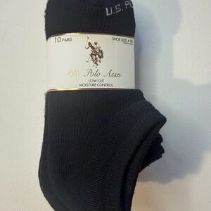 New U.S. Polo Assn. Black Low Cut Socks for Women Size 4-10 (5black,5white) (E2)